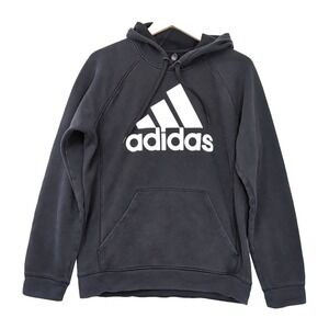 Adidas Hoodie Sweatshirt Mens M Black White Logo Athletic Casual Gym‎ Pullover